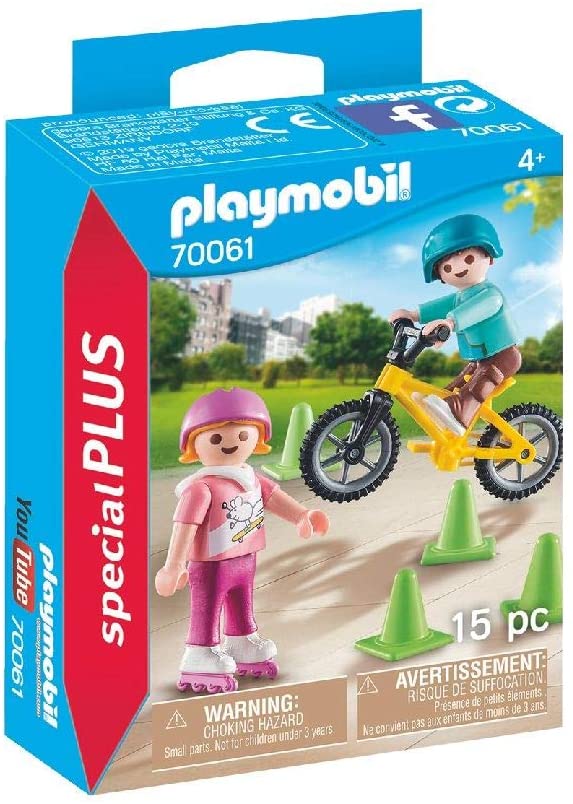Skater Bike Hockey City Sports Playmobil Figure T125 Child Boy w/ Red Helmet 
