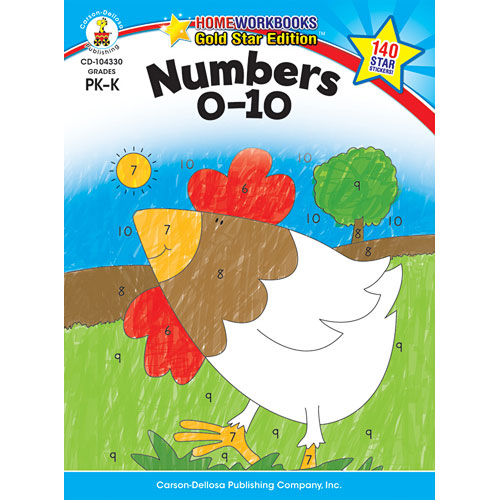 Numbers 0 - 10 (Pk - K) Home Workbook - Gold Star Edition