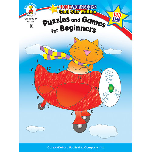 Puzzles And Games For Beginners (K) Home Workbook - Gold Star Edition