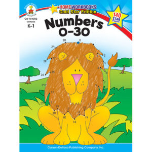 Numbers 0 - 30 (K - 1) Home Workbook - Gold Star Edition