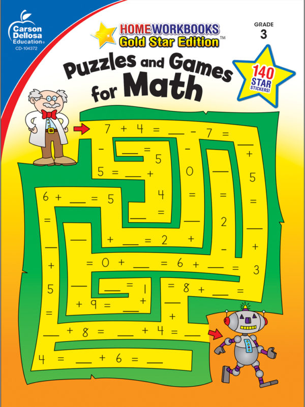 Puzzles And Games For Math (3) Home Workbook - Gold Star Edition