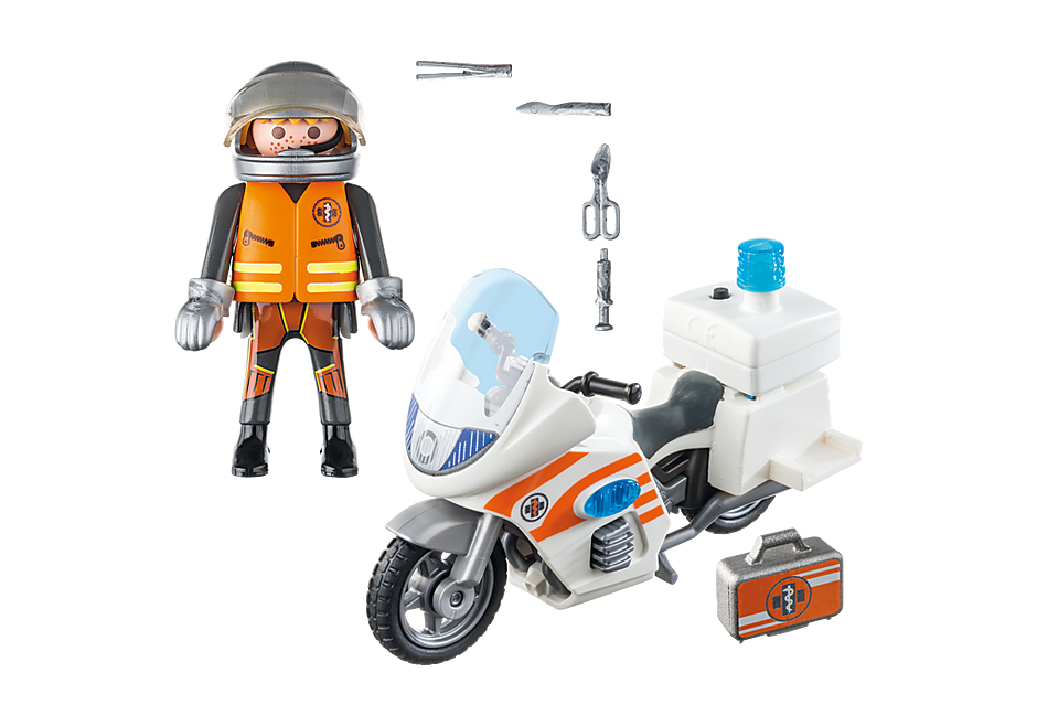 Playmobil - Rescue Motorcycle with Flashing Lights - The Smiley Barn