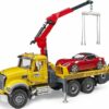 MACK Granite tow truck with BRUDER Roadster