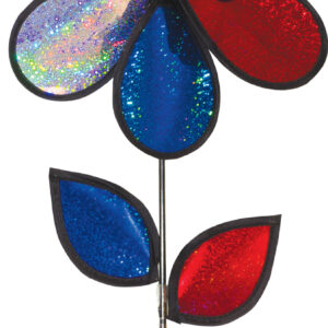 12" Red, White and Blue Sparkle Flower with Leaves