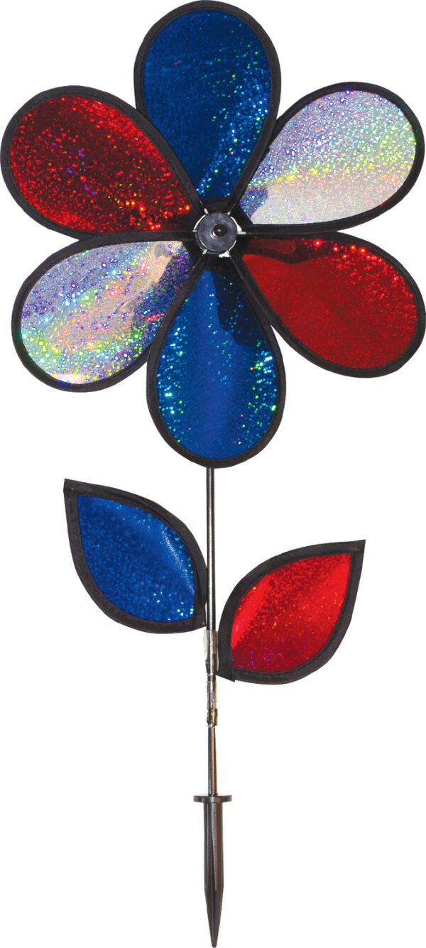 12" Red, White and Blue Sparkle Flower with Leaves