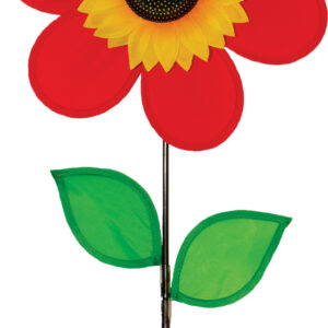 12" Red Sunflower with Leaves