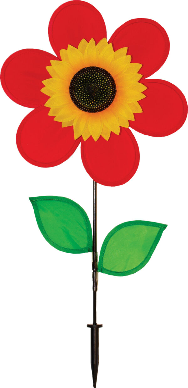 12" Red Sunflower with Leaves