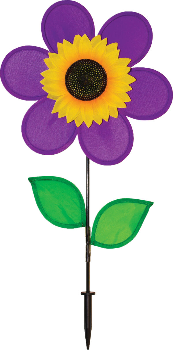 12" Purple Sunflower with Leaves