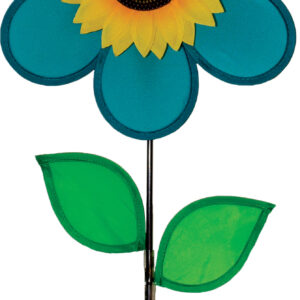 12" Teal Sunflower with Leaves