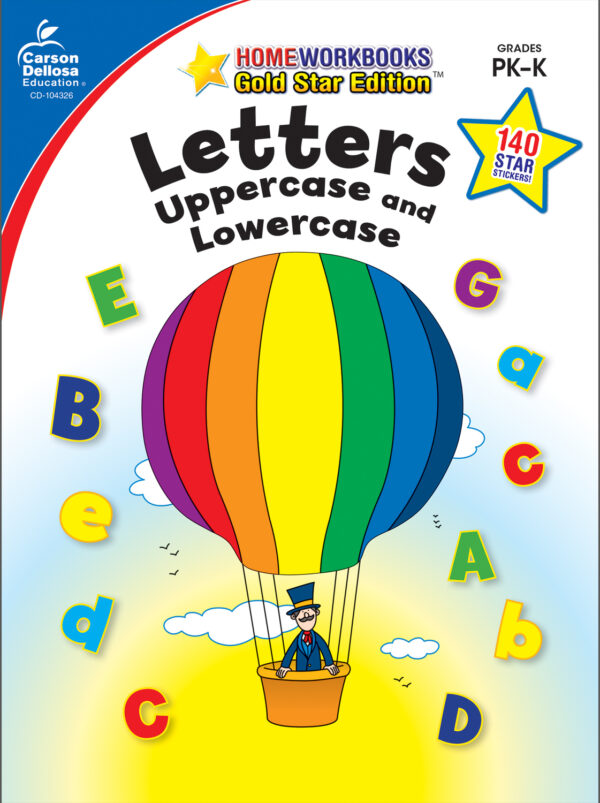 Letters: Uppercase and Lowercase, Grades PK - K: Gold Star Edition