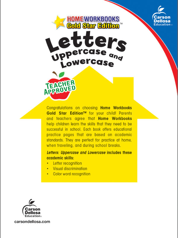 Letters: Uppercase and Lowercase, Grades PK - K: Gold Star Edition