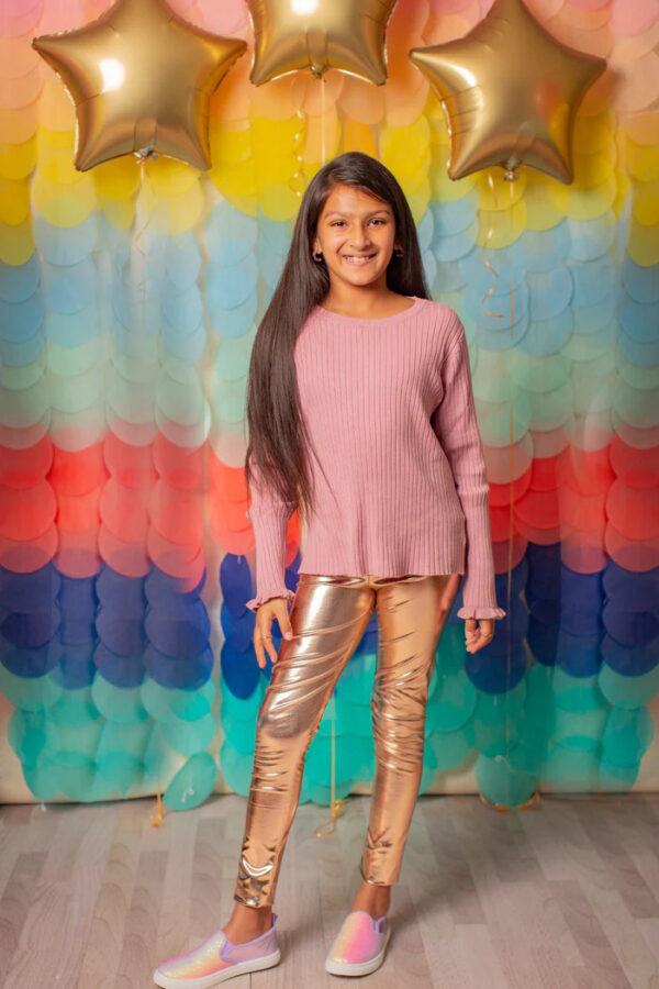 Love Life Metallic Leggings (Size 7-8) (Gold Metallic)