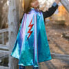 Reversible Blue Lightning Holographic Cape (Size 5-6)