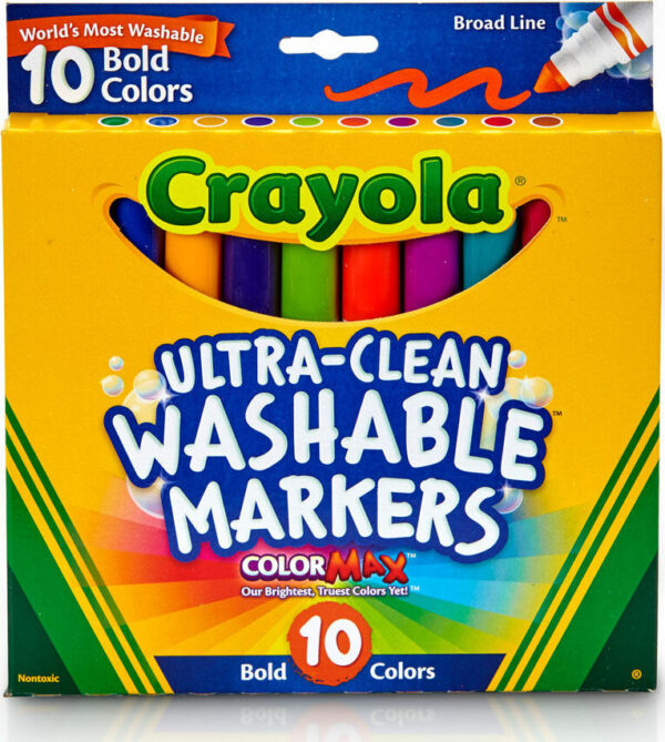 10 Ct Ultra-Clean Washable Bold, Broad Line, Color Max Markers