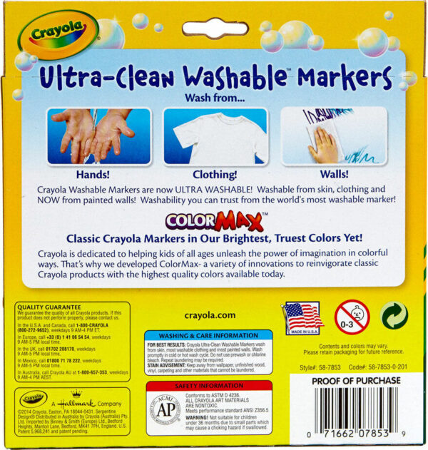 10 Ct Ultra-Clean Washable Bold, Broad Line, Color Max Markers