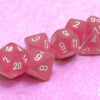 Frosted Pink/white Polyhedral 7-Dice Set