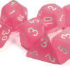 Frosted Pink/white Polyhedral 7-Dice Set