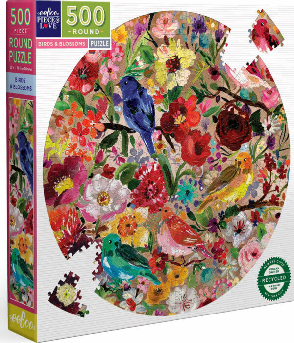 Birds & Blossoms 500 Piece Round Puzzle