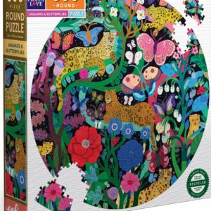 Jaguars and Butterflies 500 Piece Round Puzzle