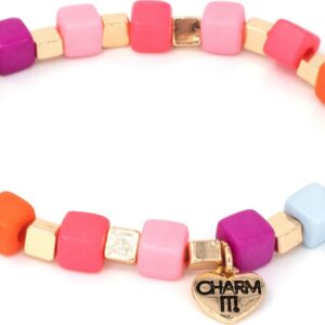 Gold Multi Cube Stretch Bead Bracelet