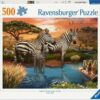 Zebras at the Waterhole (500 Piece Puzzle)