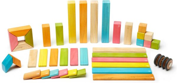 Tegu Classics: 42-Piece Set Magnetic Wooden Blocks (TINTS)