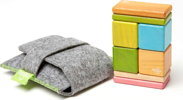 Original Tegu Pocket Pouch Magnetic Wooden Blocks - TINTS (8 pcs)