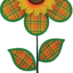 12" Plaid Sunflower with Leaves