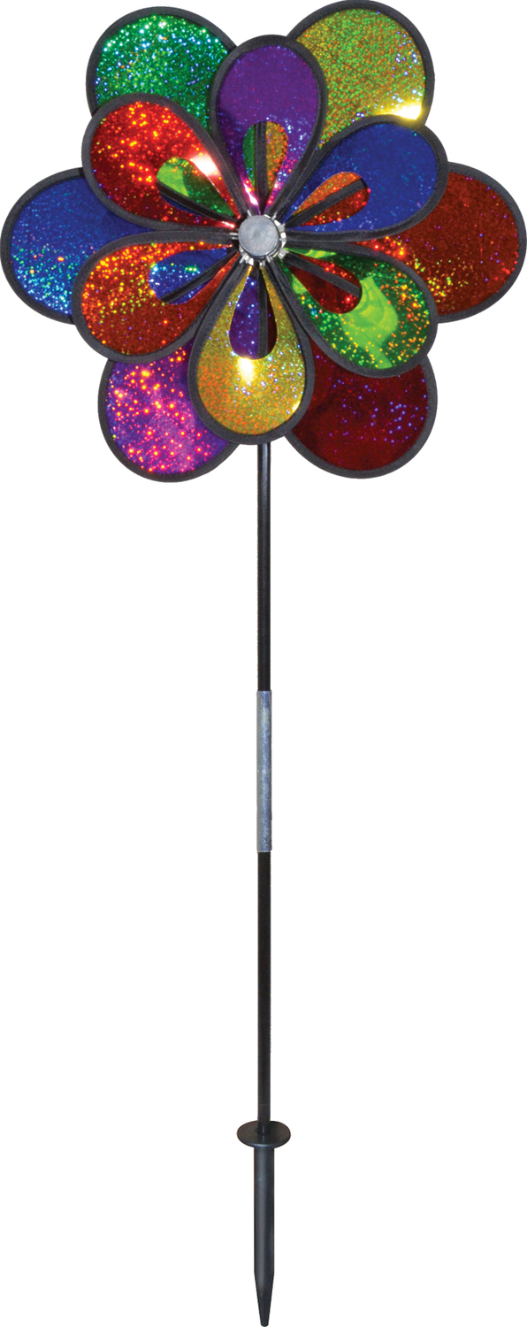 13" Rainbow Sparkle Windee Wheelz and Flower Spinner
