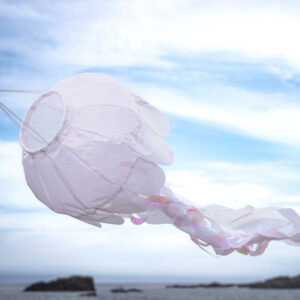 40-inch White Iridescent Jellyfish 3D Windsock