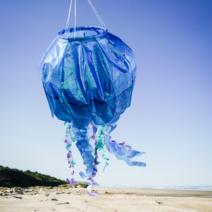 50-inch Blue Iridescent Jellyfish 3D Windsock