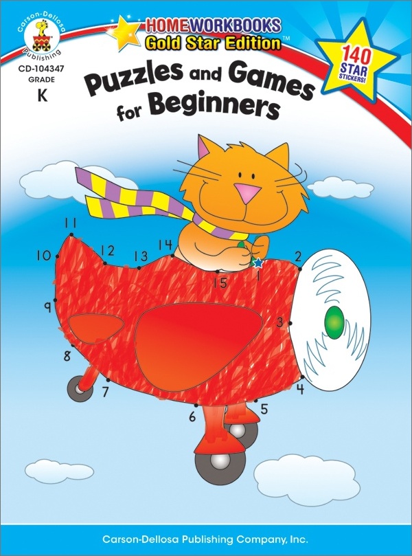 Puzzles And Games For Beginners (K) Home Workbook - Gold Star Edition