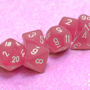 Frosted Pink/white Polyhedral 7-Dice Set