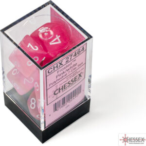 Frosted Pink/white Polyhedral 7-Dice Set