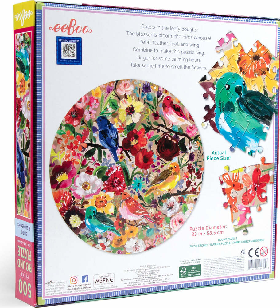 Birds & Blossoms (500 piece round puzzles)