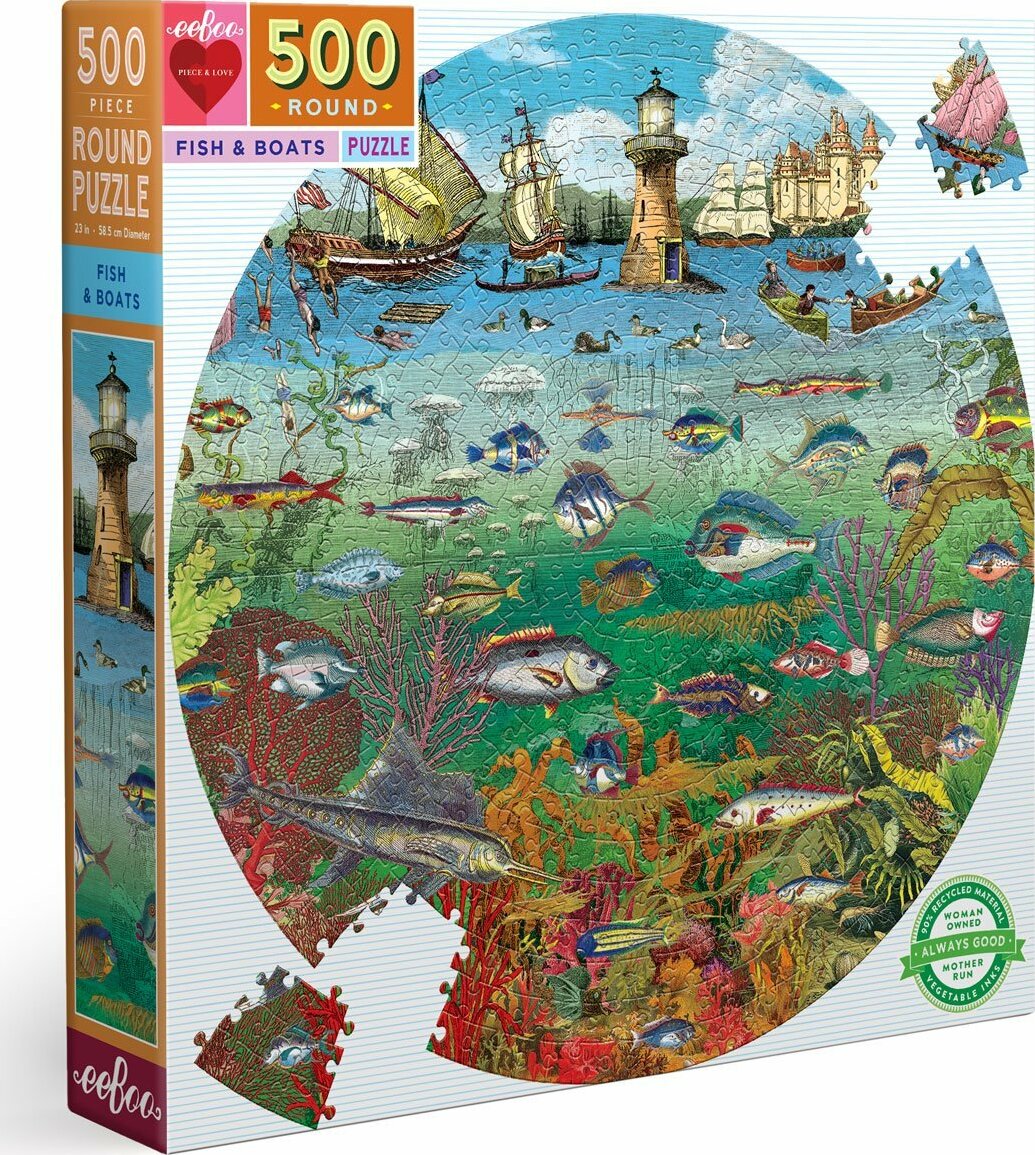 Fish And Boats 500 Piece Round Puzzle