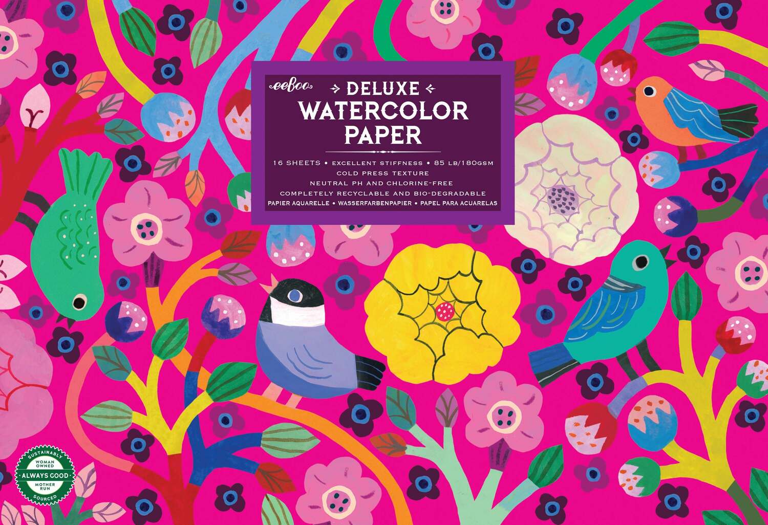 Birds in Fuchsia Watercolor Pads