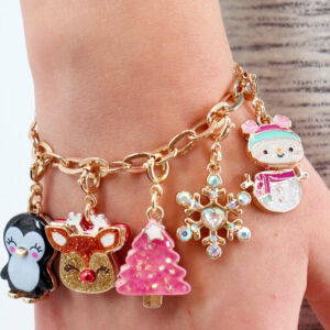 Gold Pink Christmas Tree Charm