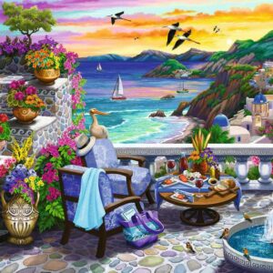 Santorini Sunset (300 pc Large Format Puzzle)