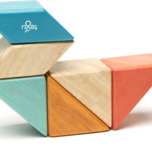 Tegu Pocket Pouch Prism Magnetic Wooden Block Set, SUNSET - 6 Piece