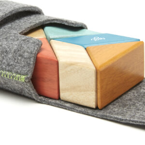 Tegu Pocket Pouch Prism Magnetic Wooden Block Set, SUNSET - 6 Piece