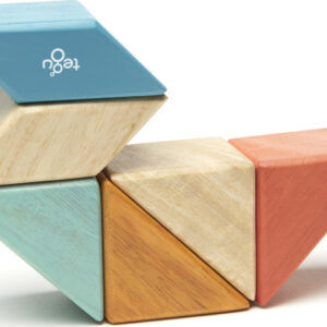 Tegu Pocket Pouch Prism Magnetic Wooden Block Set, SUNSET - 6 Piece