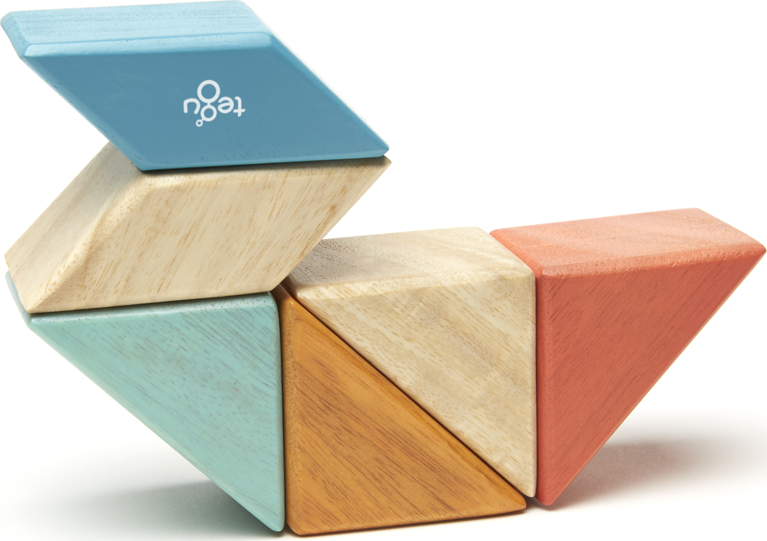 Tegu Pocket Pouch Prism Magnetic Wooden Block Set, SUNSET - 6 Piece
