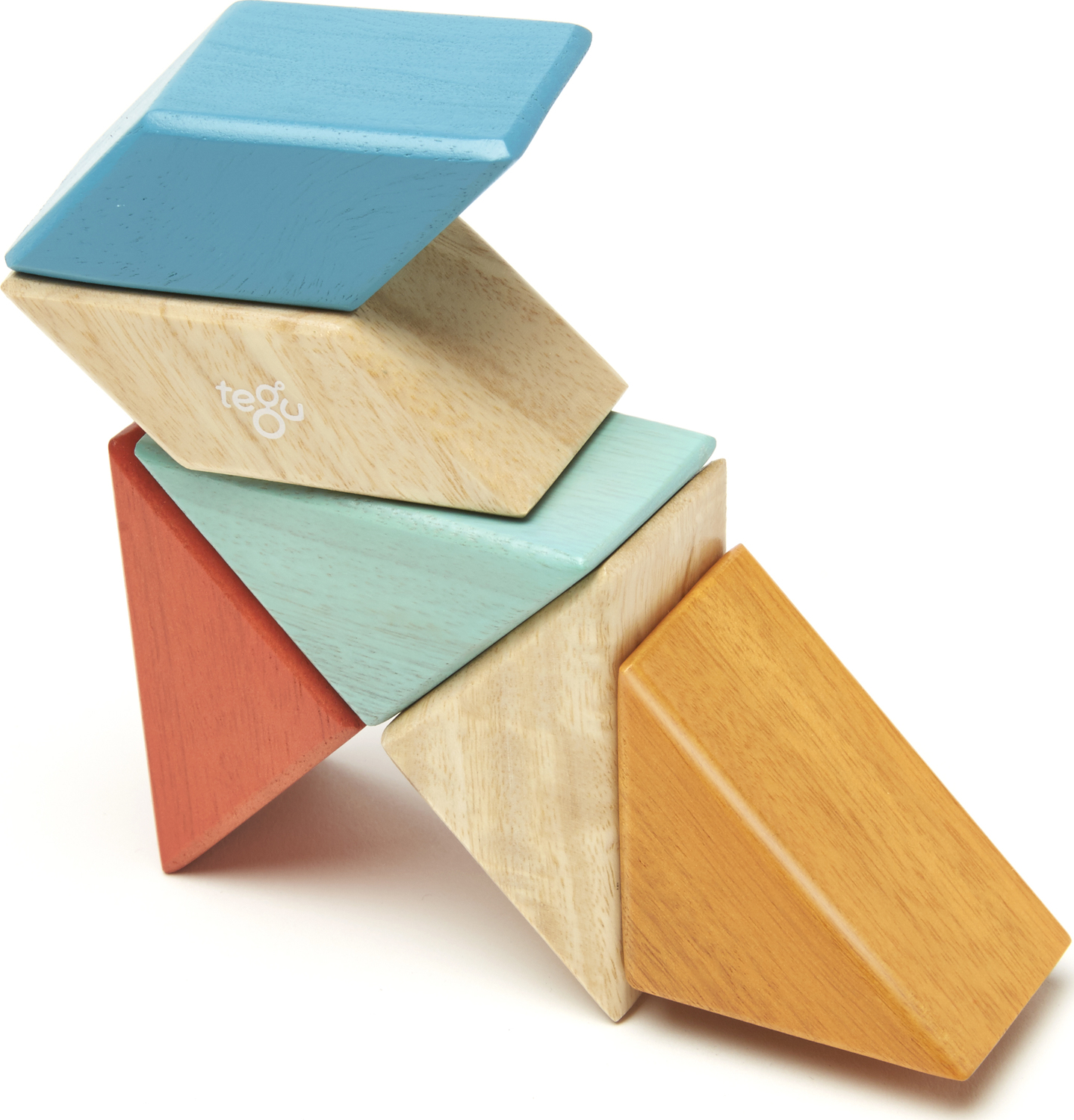 Tegu Pocket Pouch Prism Magnetic Wooden Block Set, SUNSET - 6 Piece